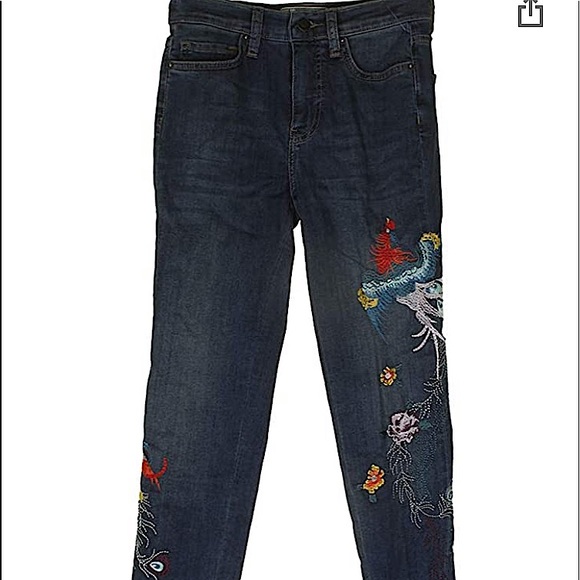 Free People Bird Embroidered Skinny Jeans - Picture 2 of 5